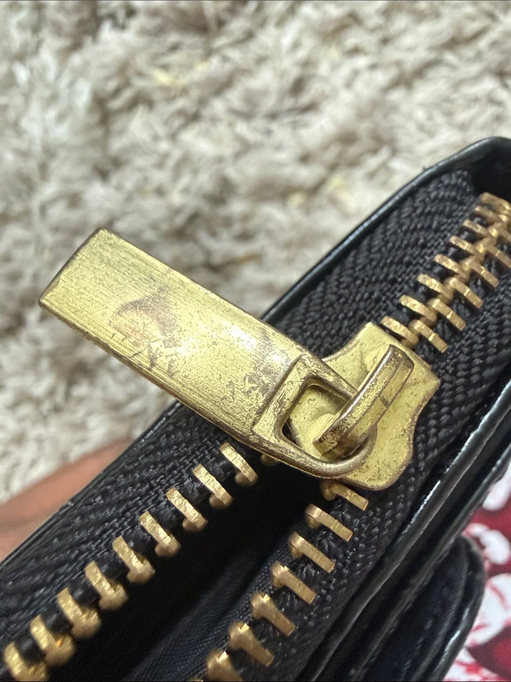Vintage Patent Zip Around Wallet
